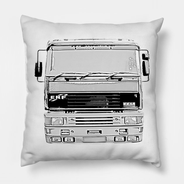 ERF EC14 1990s classic heavy lorry Pillow by soitwouldseem