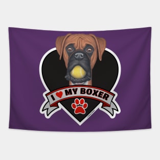 Cute Funny I Love My Boxer Design Tapestry