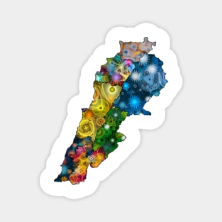 Spirograph Patterned Lebanon Regions Map Magnet