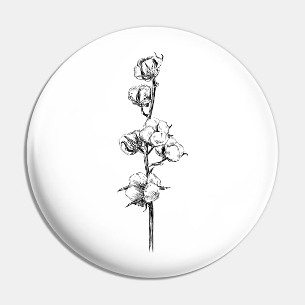 Cotton Branch Sketch Pin by rachelsfinelines