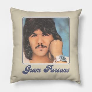 Gram Parsons /\/\/ Retro Faded-Style Fan Art Design Pillow