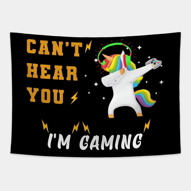 Unicorn dabbing - can't hear you i'm gaming Tapestry by Flipodesigner