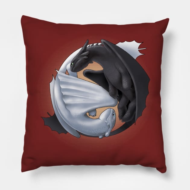 Toothless and Light Fury (How to Train Your Dragon 3) Pillow by Fine_Design