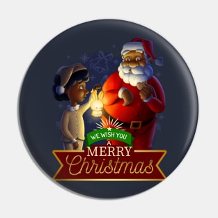 Afro Santa Surprised Red-handed Eating Cookies on Christmas Eve Holidays Pin