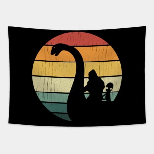 Bigfoot And Alien Riding Loch Ness Monster Tapestry