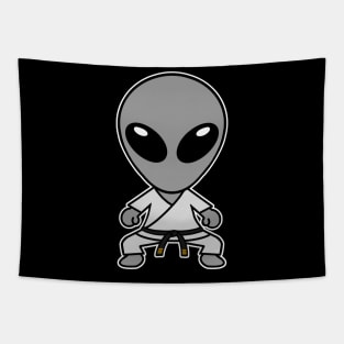 Karate Gray Space Alien Tapestry