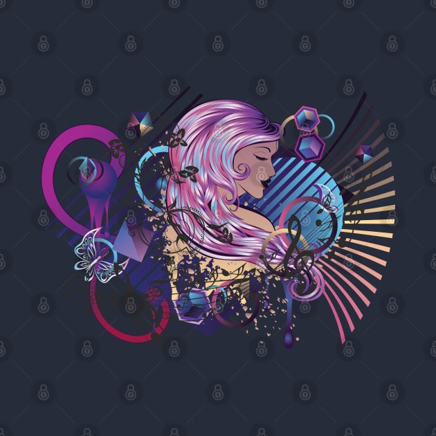 Music Girl with purple hair by AnnArtshock