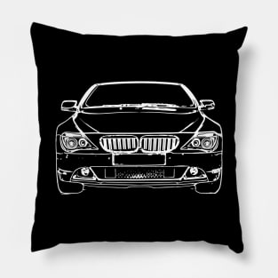 White E64 Car Sketch Art Pillow