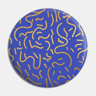 Indigo Blue Gold colored abstract lines pattern Pin