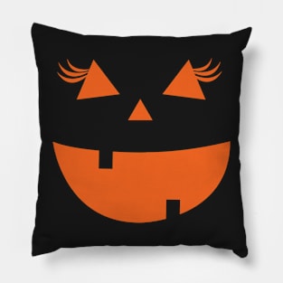 Orange Pumpkin Face Jack O' Lantern Halloween Pillow