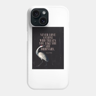 Oscar Wilde Inspirational Quote on Love Black Background Gold Paint Bird Painting Phone Case