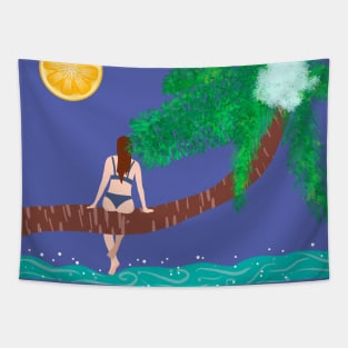 Woman at the beach 10 Tapestry