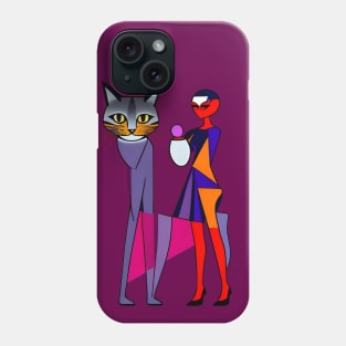 Abstract Geometric Egypt Cat Goddess Phone Case