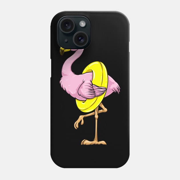 Cute Flamingo is swimming with a swimming ring Phone Case by Markus Schnabel