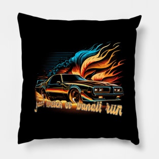 "Watch Ol' Bandit Run" - Artistic Design Featuring a 1977 Pontiac Trans Am Pillow