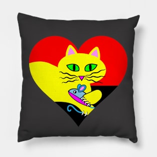 Cat Valentine Heart Pillow