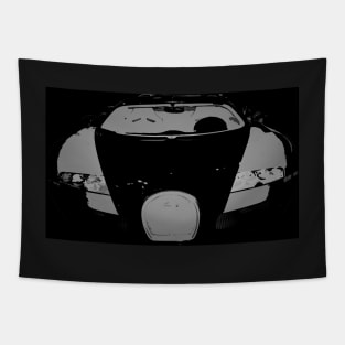 Black and white Bugatti super car Tapestry