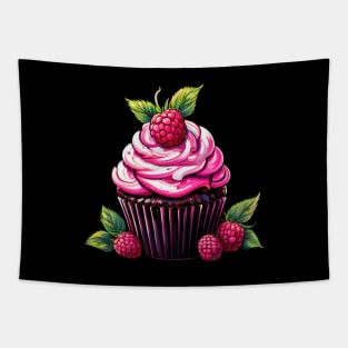 A Raspberry Cupcake Illustration Design Tapestry