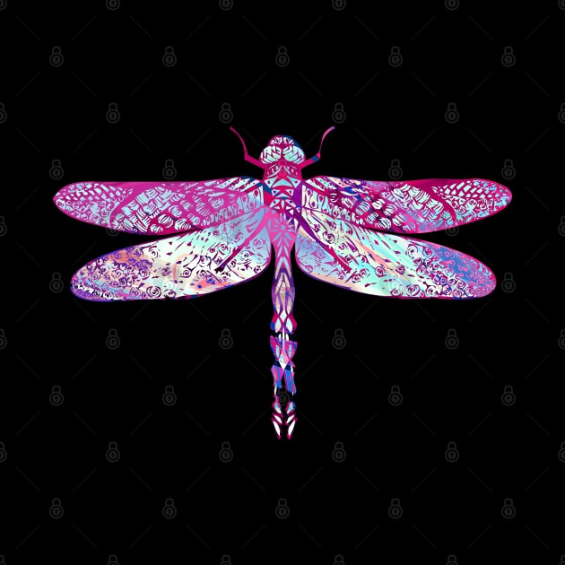 Ornate Dragon Fly Colorful Insect Illustration by VintCam