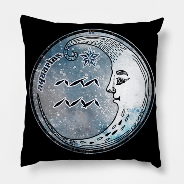 Moon Sign Astrology Zodiac Symbol Stars and Crescent Moon Pillow by graphicbombdesigns