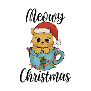 Meowy Christmas Cute Cat Xmas Funny T-Shirt