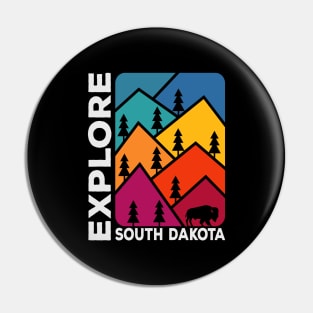 Explore South Dakota Vintage Mountains Bison Pin