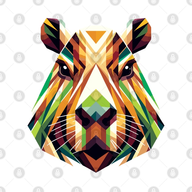 Abstract Capybara Mosaic: Colorful Polygon Art by AmandaOlsenDesigns