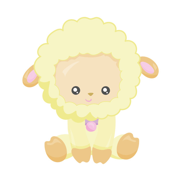 Cute Sheep, Little Sheep, Baby Sheep, Yellow Sheep by Jelena Dunčević