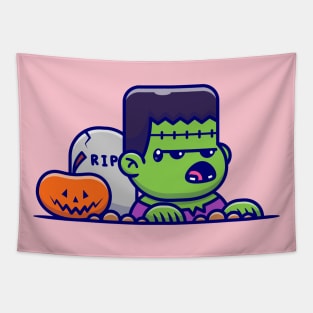 Cute Frankenstein rise from the grave Cartoon Tapestry