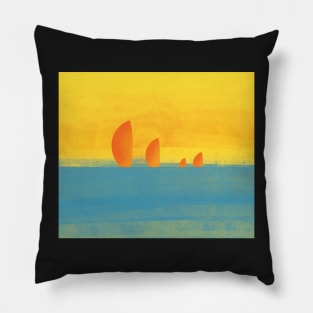 Sails on the Horizon, digital painting Pillow