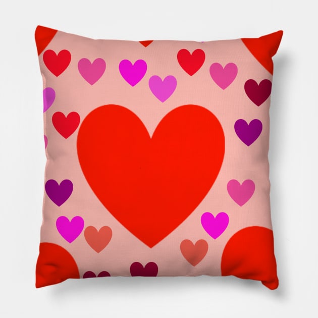 red blue heart pattern design background Pillow by Artistic_st