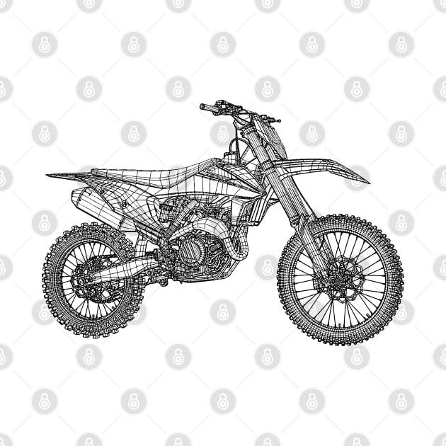 450 SX-F Motorcycles Blueprint Sketch Art by DemangDesign