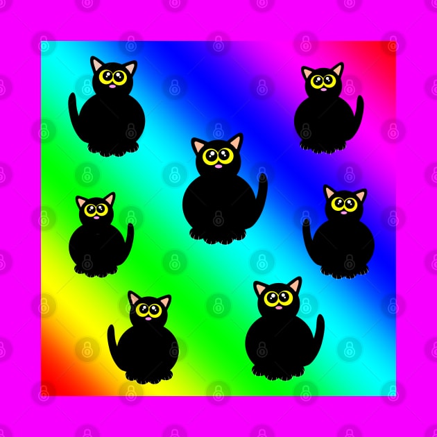 Black kitties on rainbow by MelanieJeyakkumar