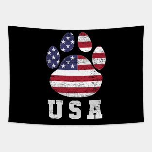 Dog paw print American flag USA tshirt Tapestry