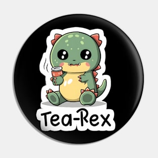 Cute trex having tea Pin