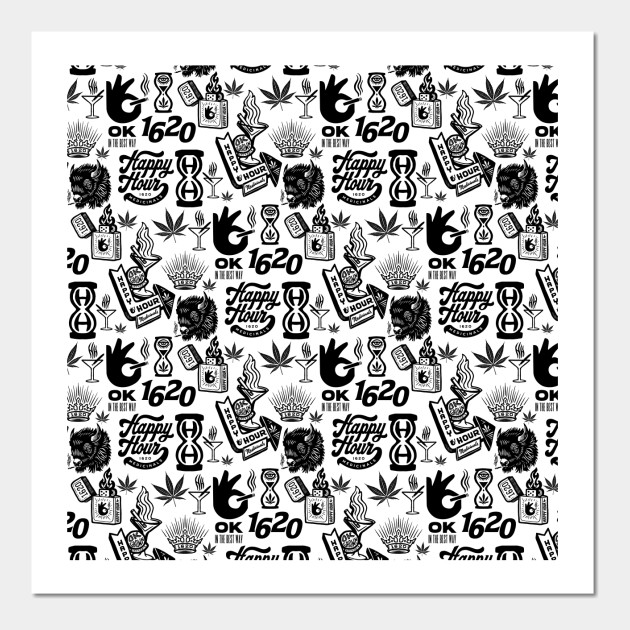 Disover HAPPY HOUR MEDICINALS - Pattern - Posters and Art Prints