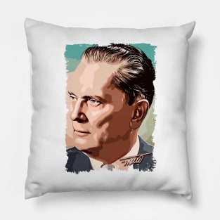 Josip Broz Tito the President of Yugoslavia SFRJ Color portrait illustration Pillow