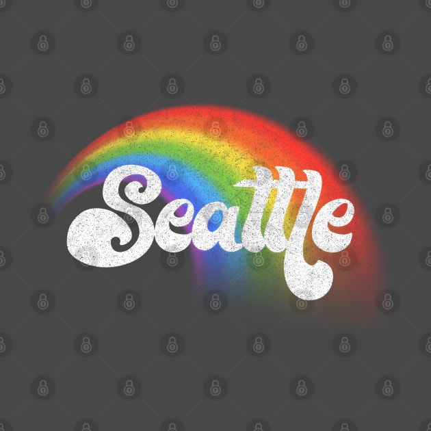 Seattle / Retro Faded-Style Rainbow Design by DankFutura