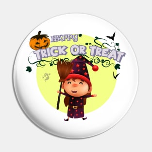 Cute cartoon Happy Halloween.Trick or Treat. Pin