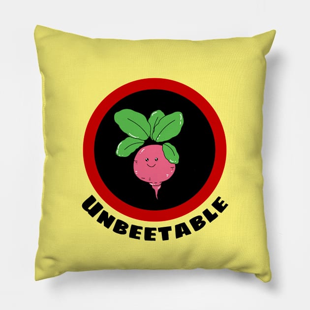 Unbeetable - Beetroot Pun Pillow by Allthingspunny