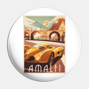 Amalfi Italy Supercar Vintage Travel Art Poster Pin