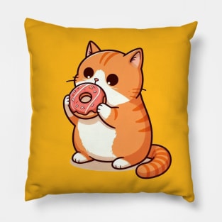 Cat Eating Donut Pillow