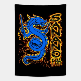 Sanano FMA Dragon Fire Blue Tapestry