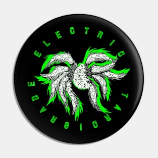 Lime Green "Biblically Accurate Tardigrade" Electric Tardigrade Logo Pin