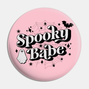 Goth Girl Spooky Babe with Spiderwebs and Kawaii Ghost Pin