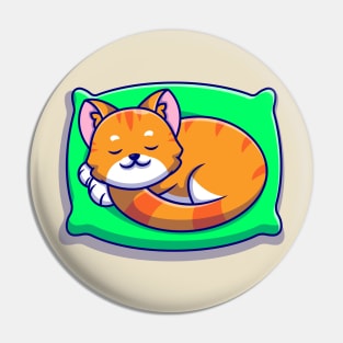 Cute Cat Sleeping On Pillow Cartoon Pin