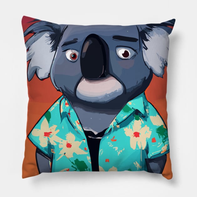 Koala with Hawaii Shirt Pillow by maxcode