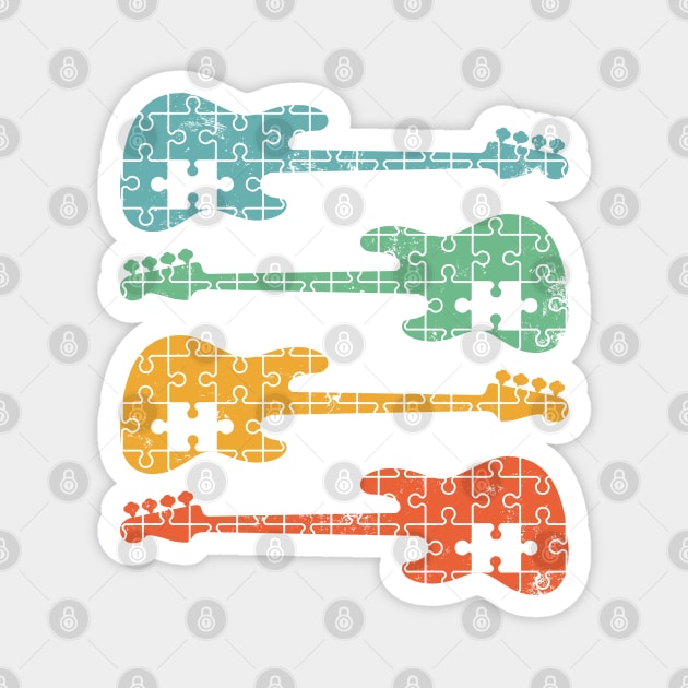 Bass Guitar Puzzle Cool Retro Colors Magnet by nightsworthy