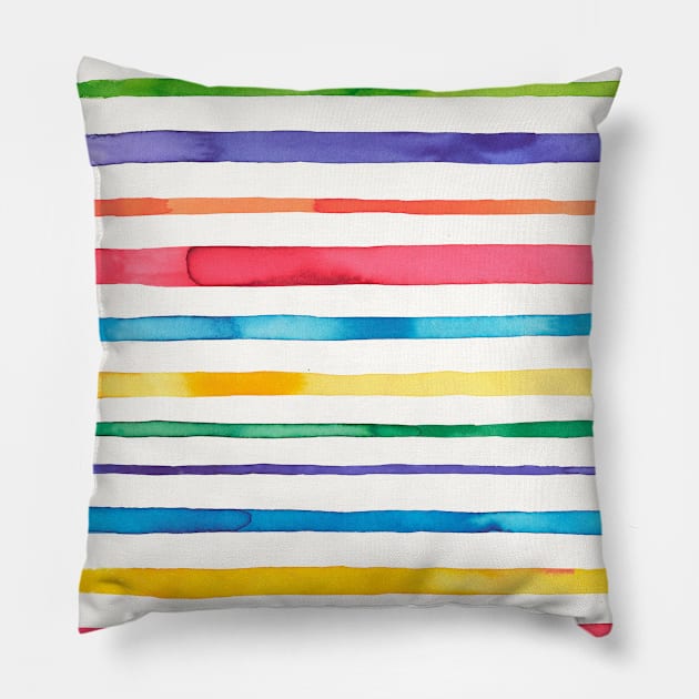 Pocket - Watercolor Stripes Multi Pillow by ninoladesign