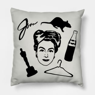 Joan Crawford Inspired Illustration. Rat, Oscar, Wire Hangers, Mommie Dearest, Pepsi Cola Pillow